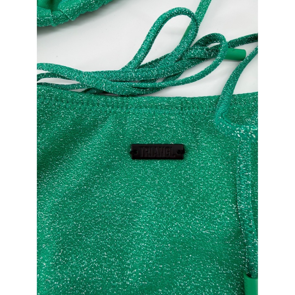 Triangl Womens Emerald Green Sparkle Lurex Triangle Bikini Set Small 2 Piece - Picture 4 of 5
